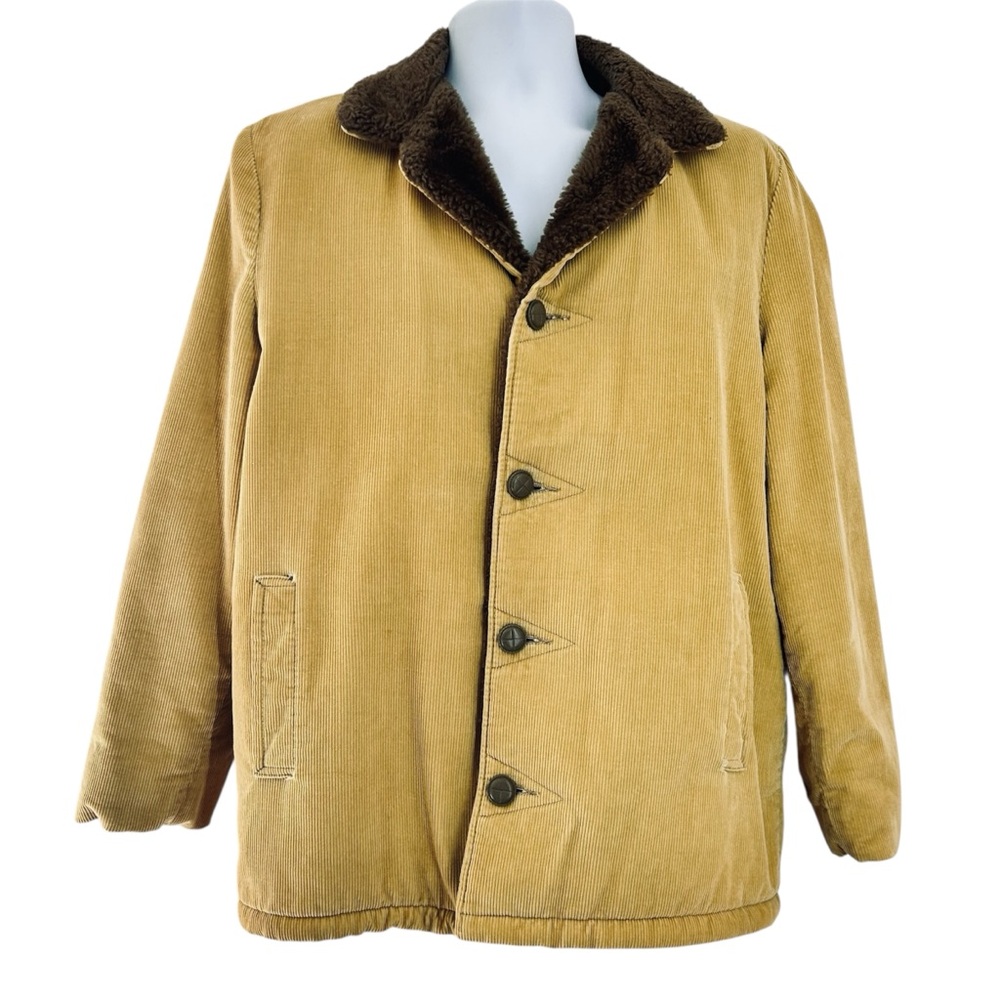 Silton Vtg 60-70s Mens Tan Corduroy Sherpa Lined Coat Size 42 L ASO Jess Mariano